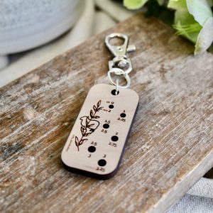Botanical Sheep Knitting Needle Gauge Keychain for US0 to US3