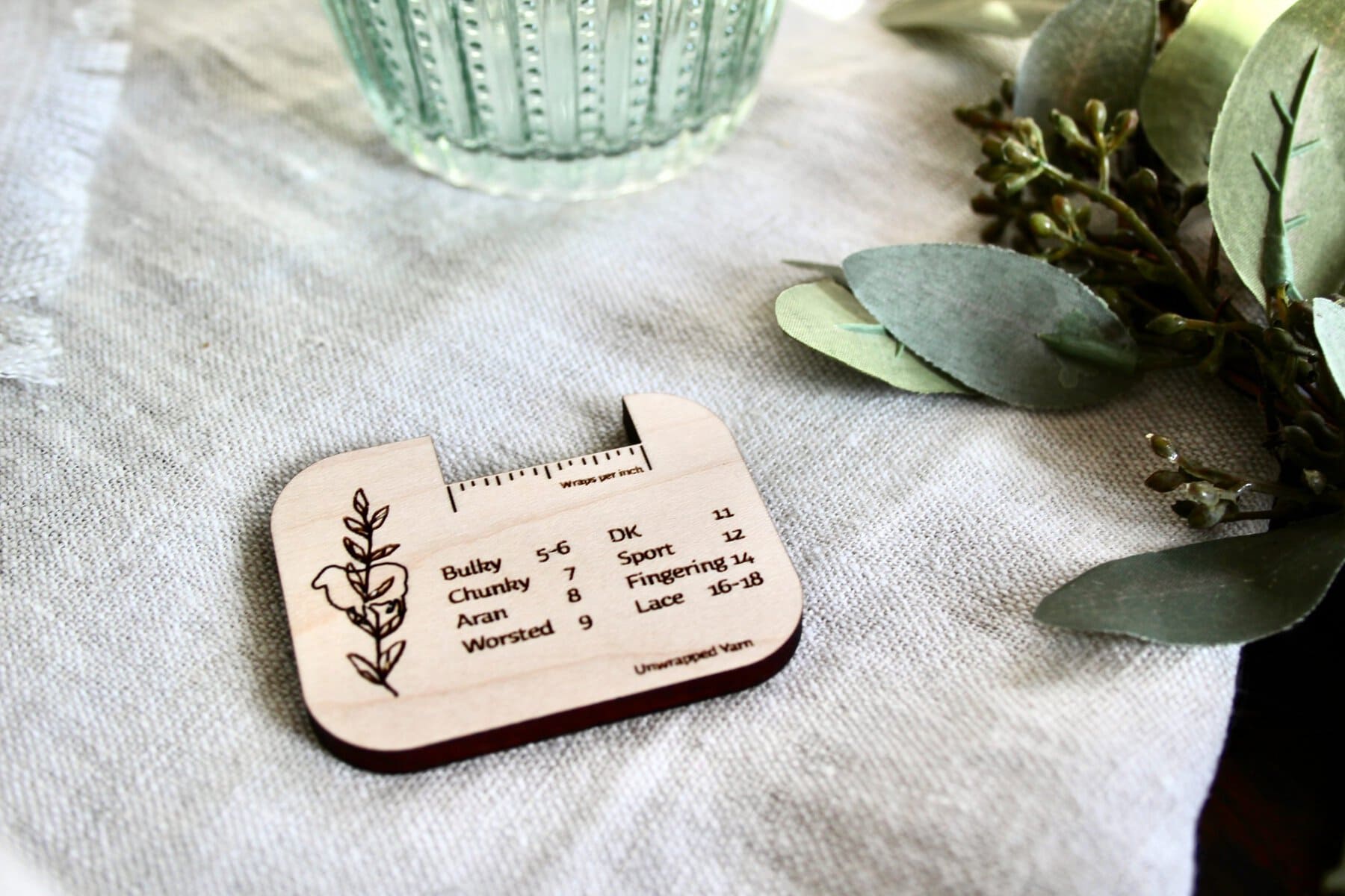 Wraps Per Inch Tool with Botanical Sheep Design