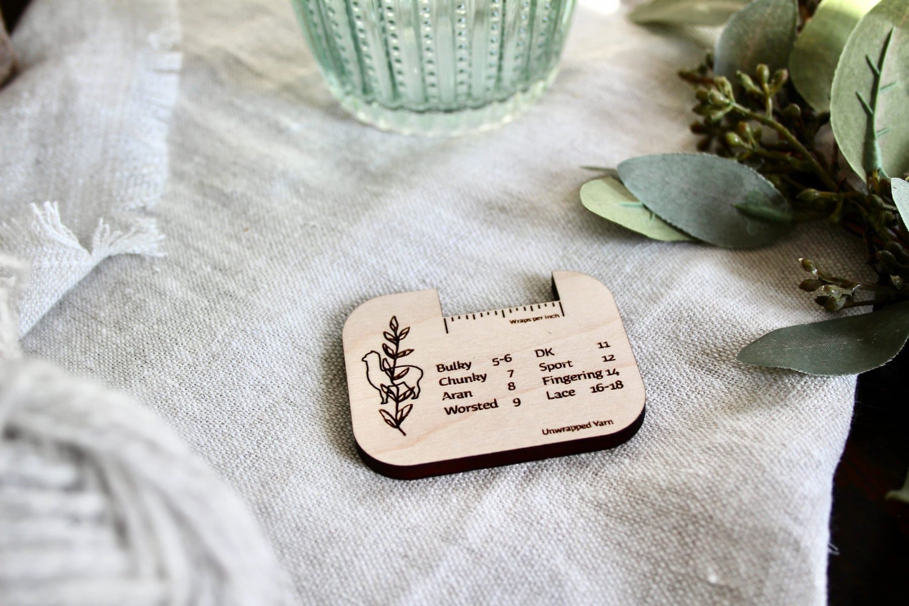 Wraps Per Inch Tool with Botanical Alpaca Design