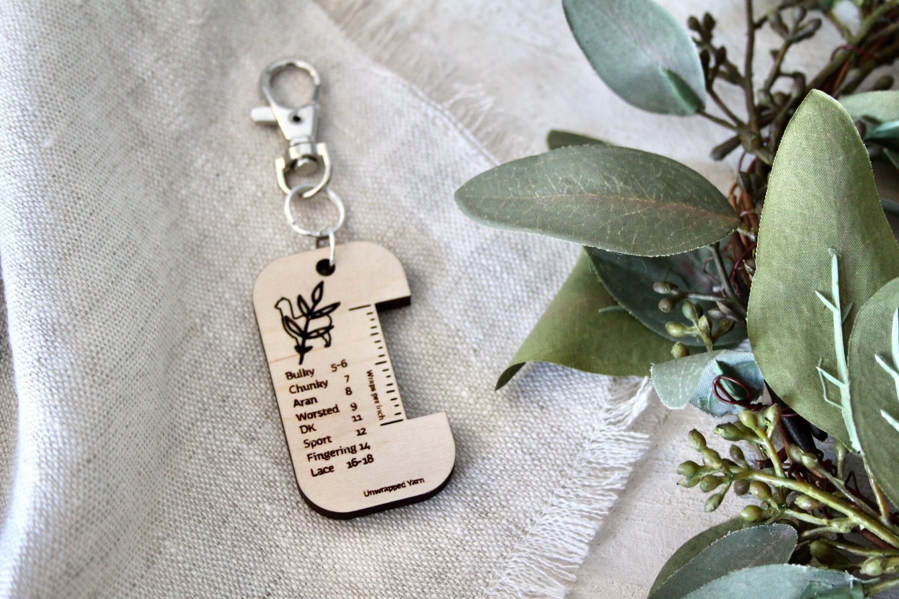 Wraps Per Inch Tool Keychain with Botanical Llama Design