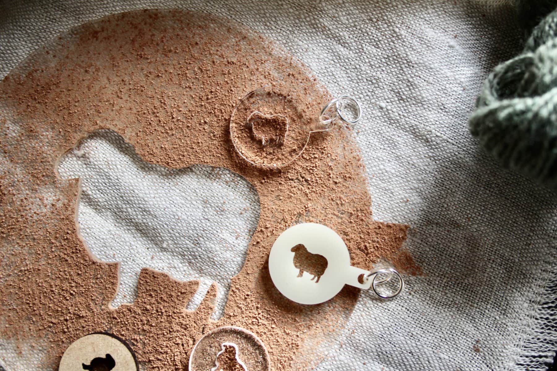 Set of Mini Latte Art Stencil Stitch Markers with Sheep Design - Image 2