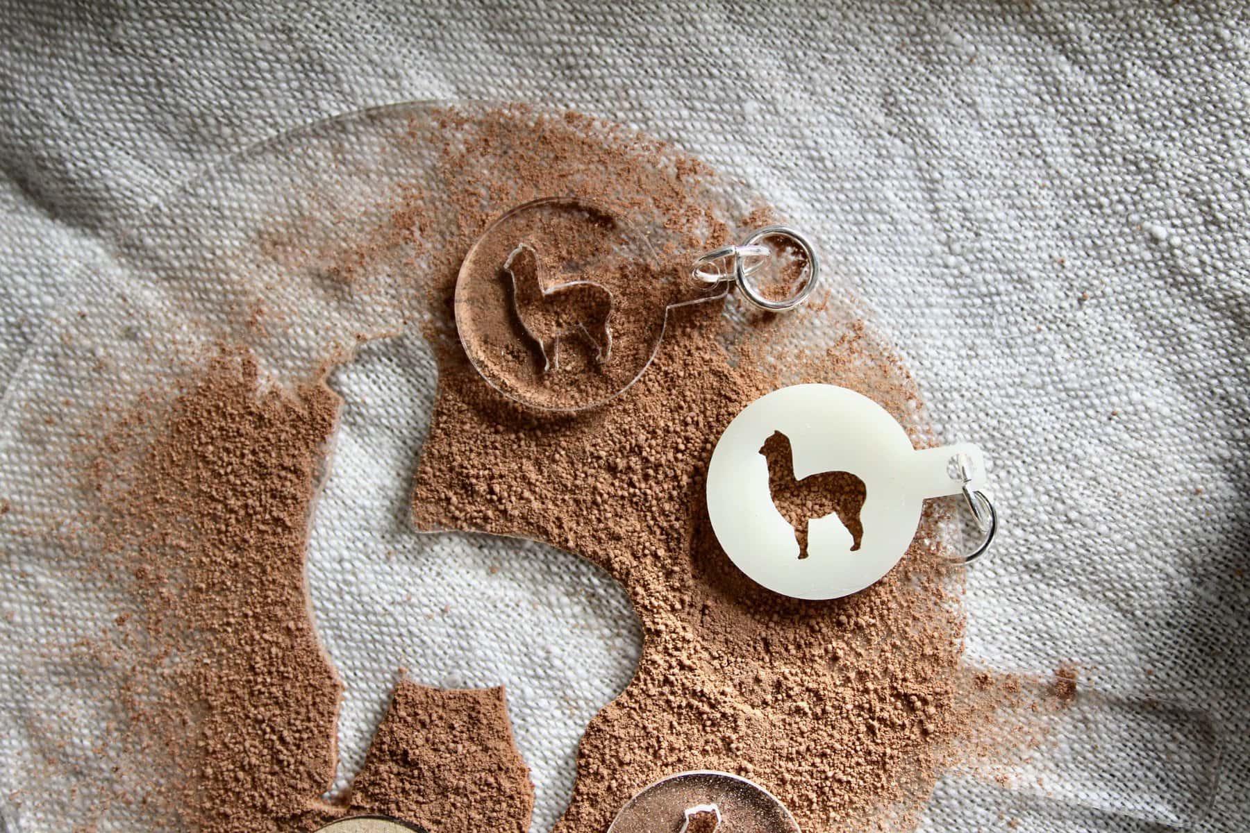 Set of Mini Latte Art Stencil Stitch Markers with Alpaca Design - Image 3