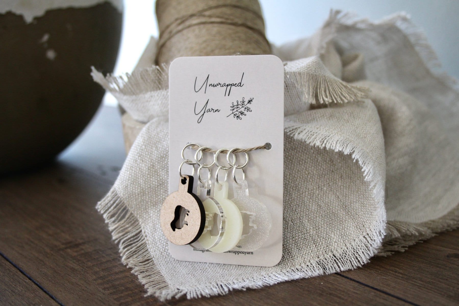 Set of Mini Latte Art Stencil Stitch Markers with Sheep Design - Image 3