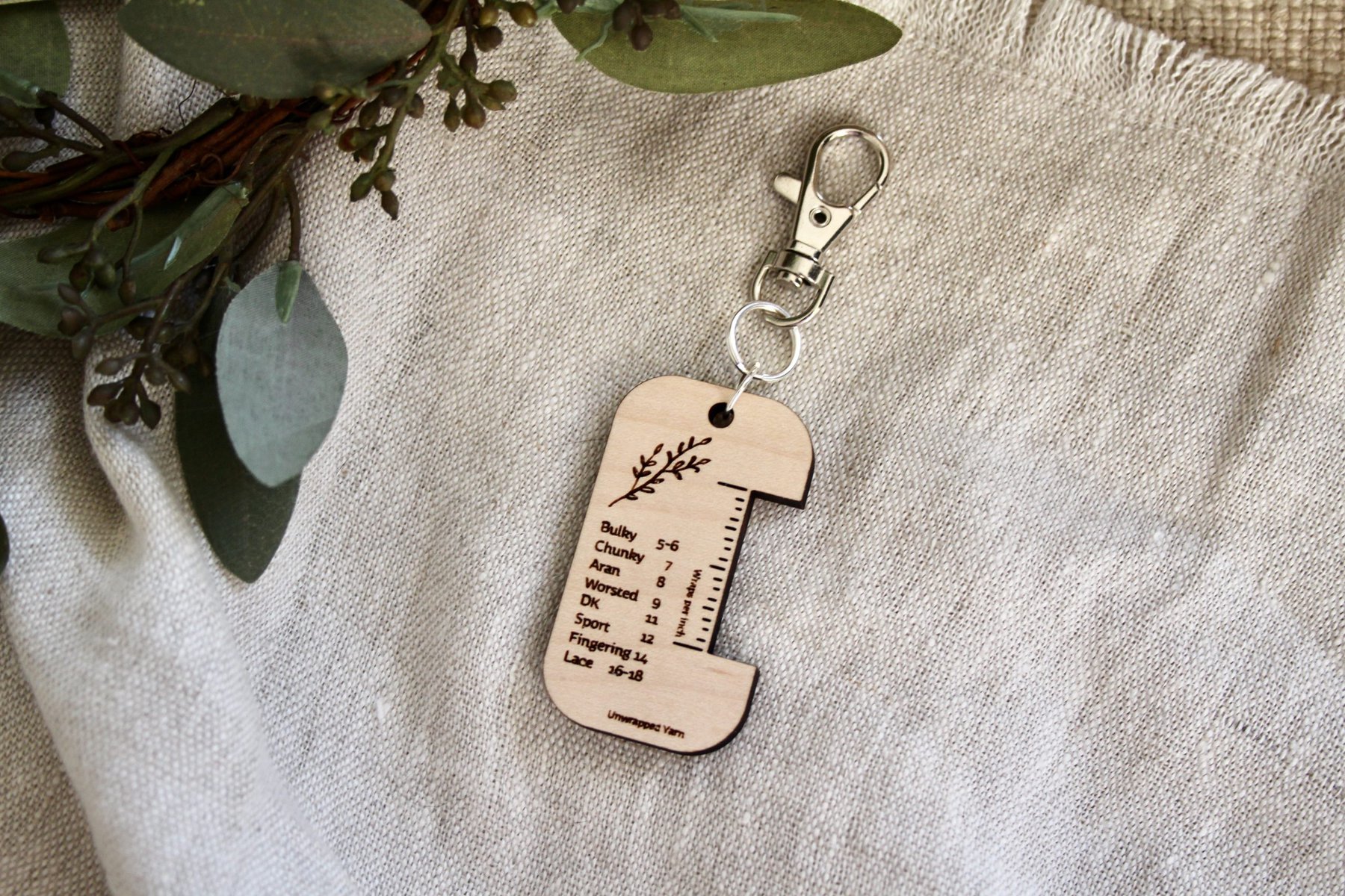 Wraps Per Inch Tool Keychain with Floral Design