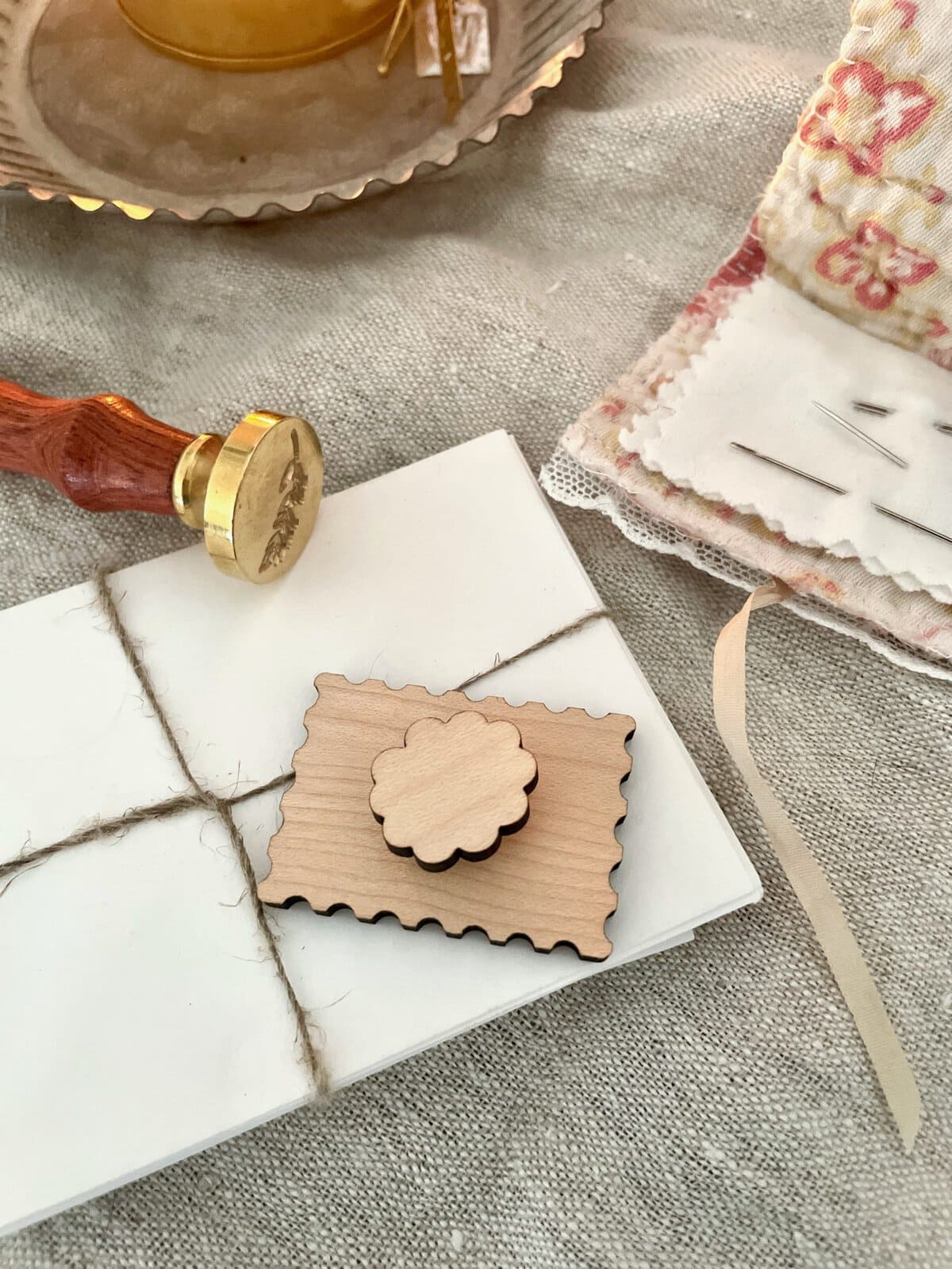 Floral Postage Stamp Needle Minder - Image 2