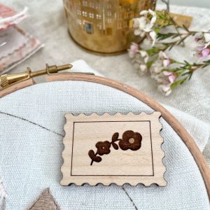 Floral Postage Stamp Needle Minder