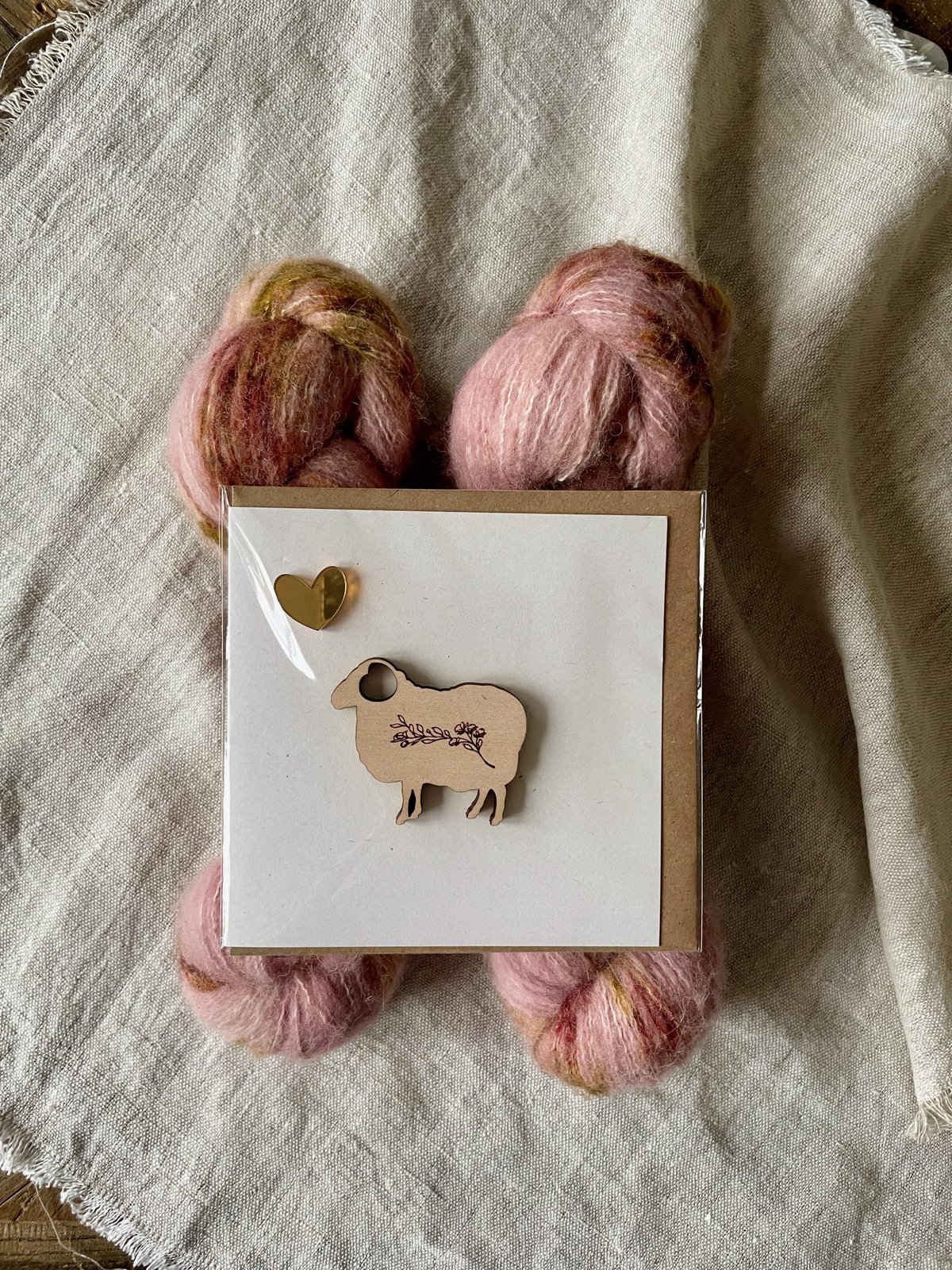 Sheep Greeting Card with Gold Heart