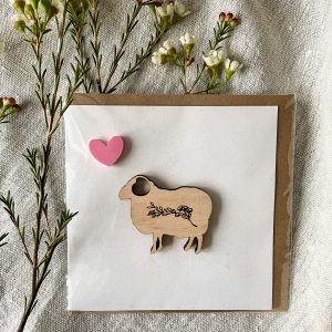 Sheep Greeting Card with Pink Heart