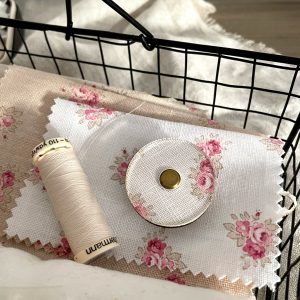 Round Needle Minder with Pink and Green Flowers