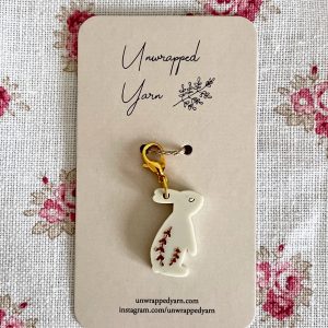 Cream and Gold Rabbit Stitch Marker/Progress Keeper