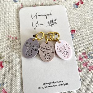 Oval Floral Pink Stitch Marker/Progress Keeper Set