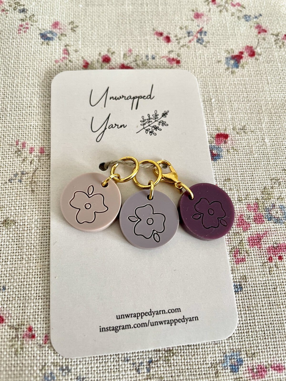 Floral Pink Stitch Marker/Progress Keeper Set - Image 2