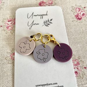 Floral Pink Stitch Marker/Progress Keeper Set