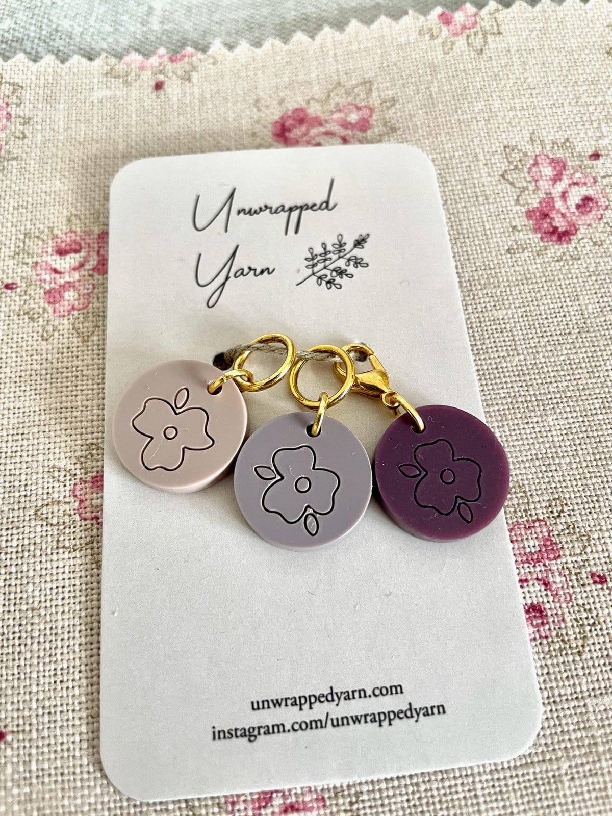 Floral Pink Stitch Marker/Progress Keeper Set