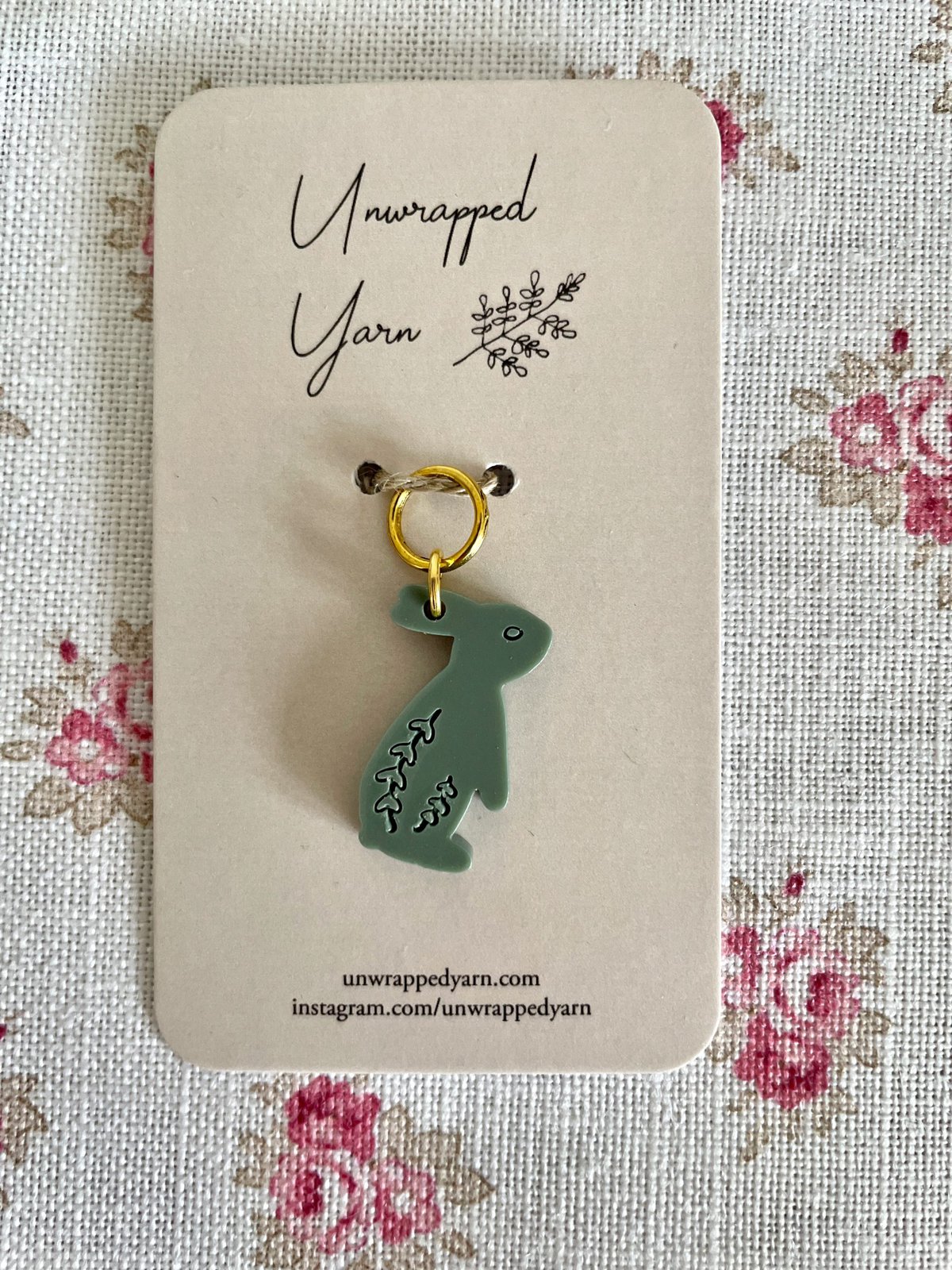 Forest Green Rabbit Stitch Marker/Progress Keeper - Image 2