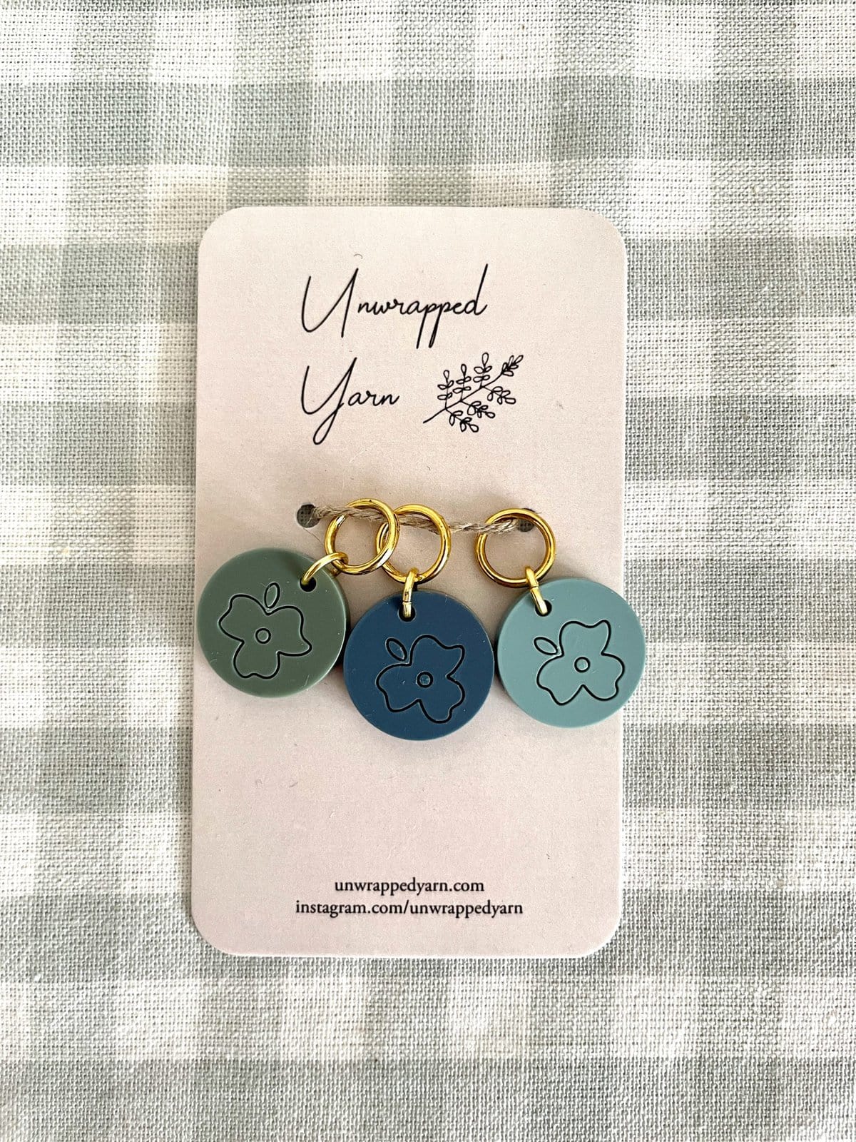 Floral Blue Stitch Marker/Progress Keeper Set