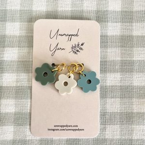 Blue Collection of Tiny Flower Stitch Markers/Progress Keepers