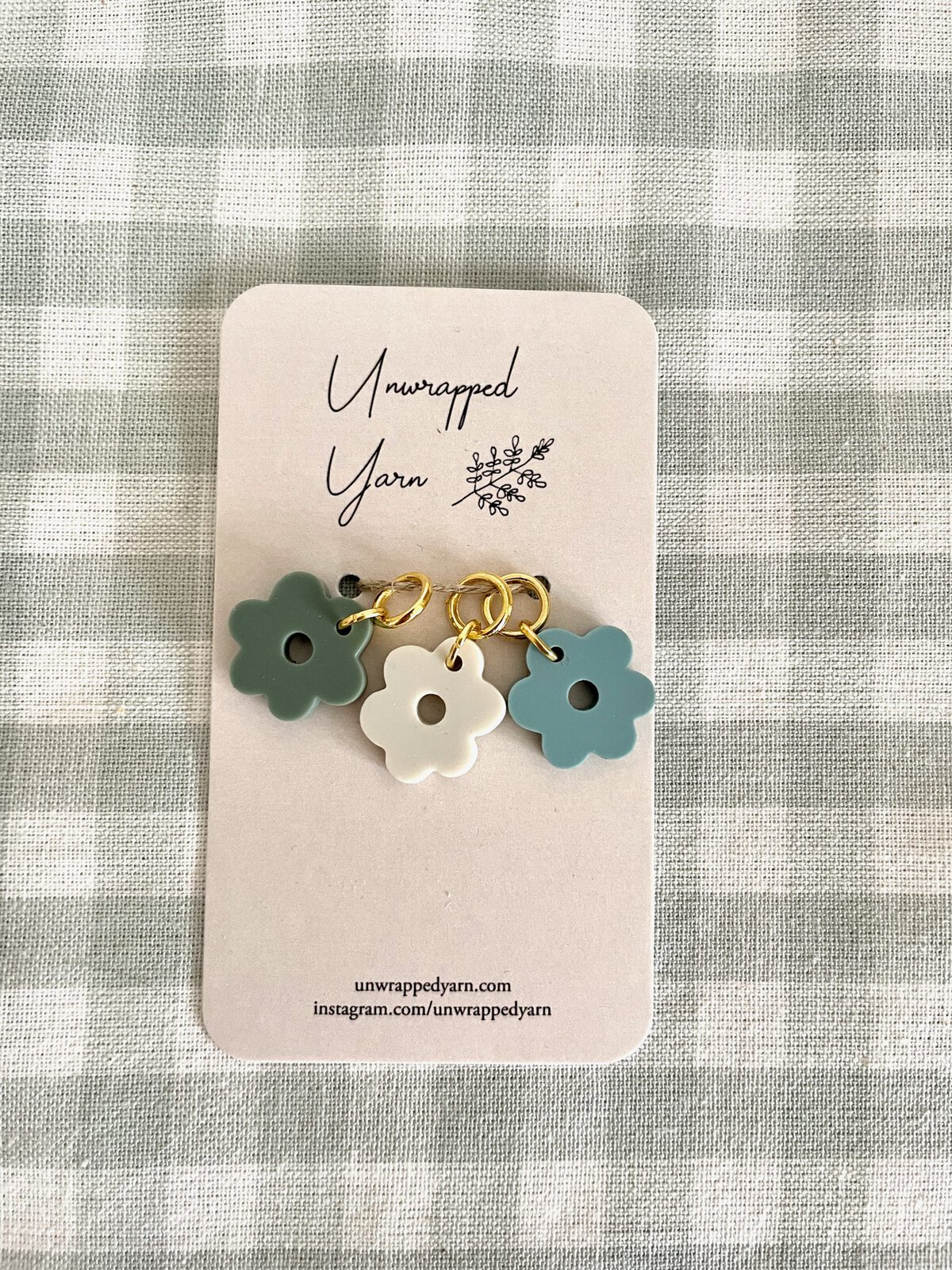 Blue Collection of Tiny Flower Stitch Markers/Progress Keepers