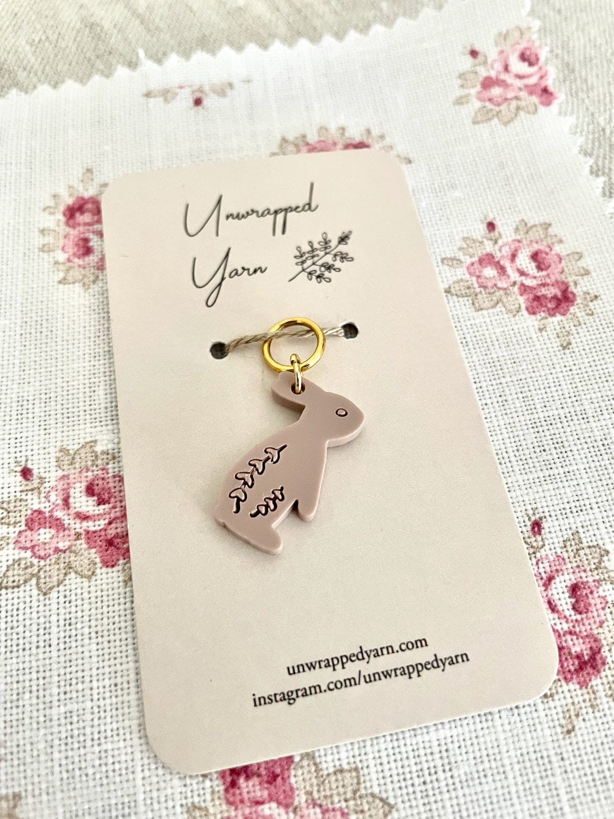 Antique Rose Rabbit Stitch Marker/Progress Keeper - Image 2