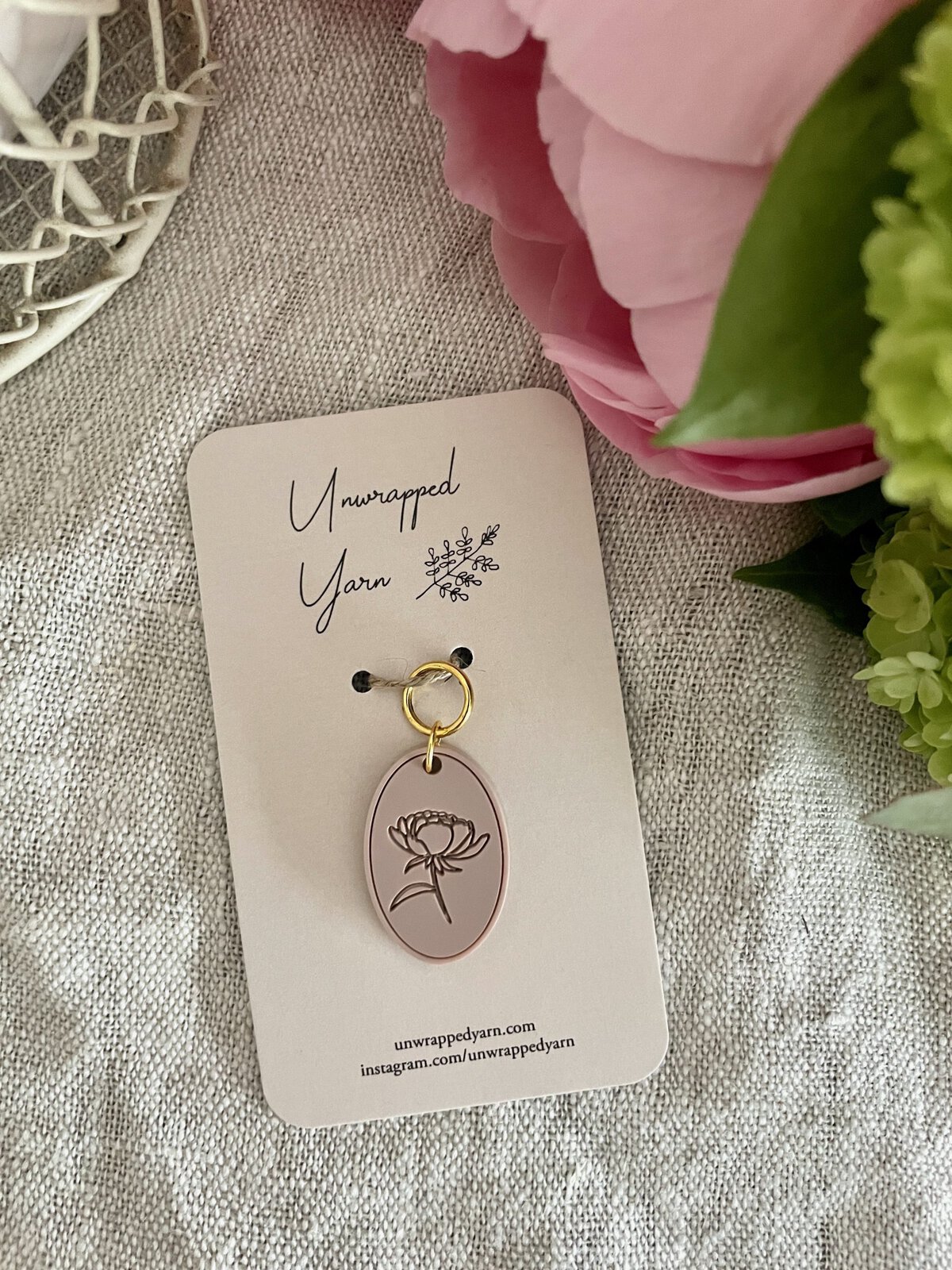 Peony Stitch Marker/Progress Keeper - Image 2