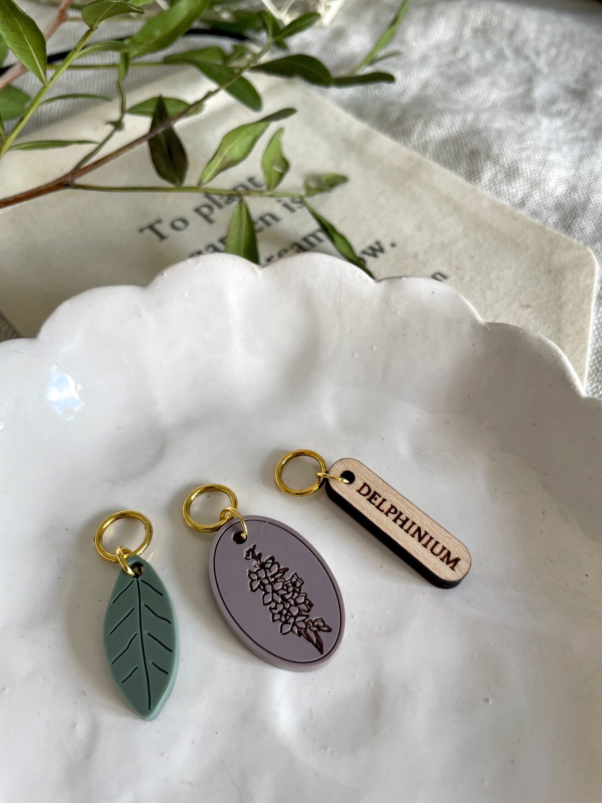 Delphinium Stitch Marker/Progress Keeper Set - Image 4