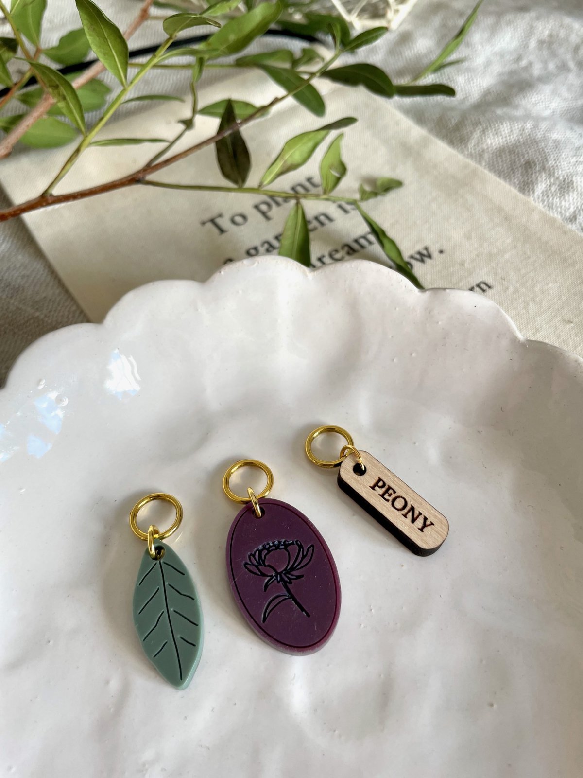 Peony Stitch Marker/Progress Keeper Set - Image 3