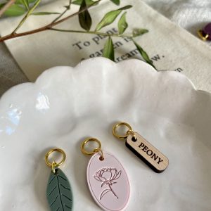 Peony Stitch Marker/Progress Keeper Set