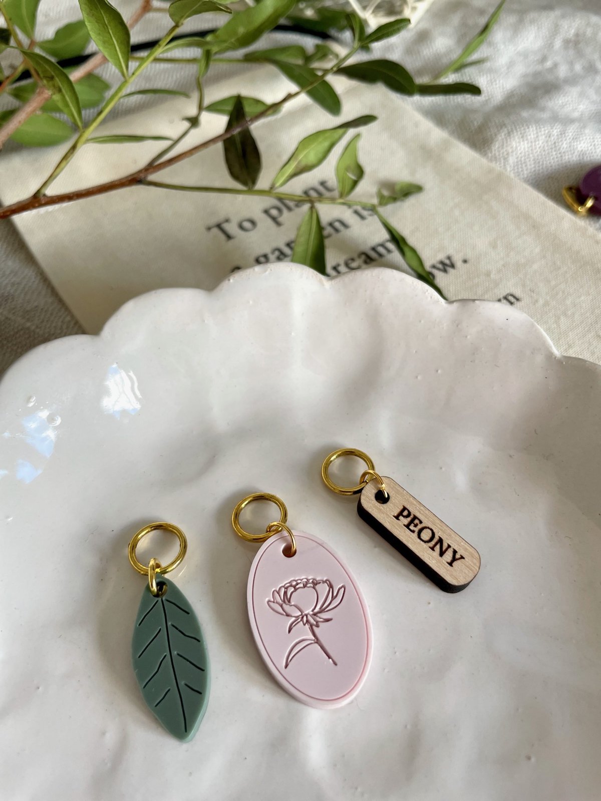 Peony Stitch Marker/Progress Keeper Set