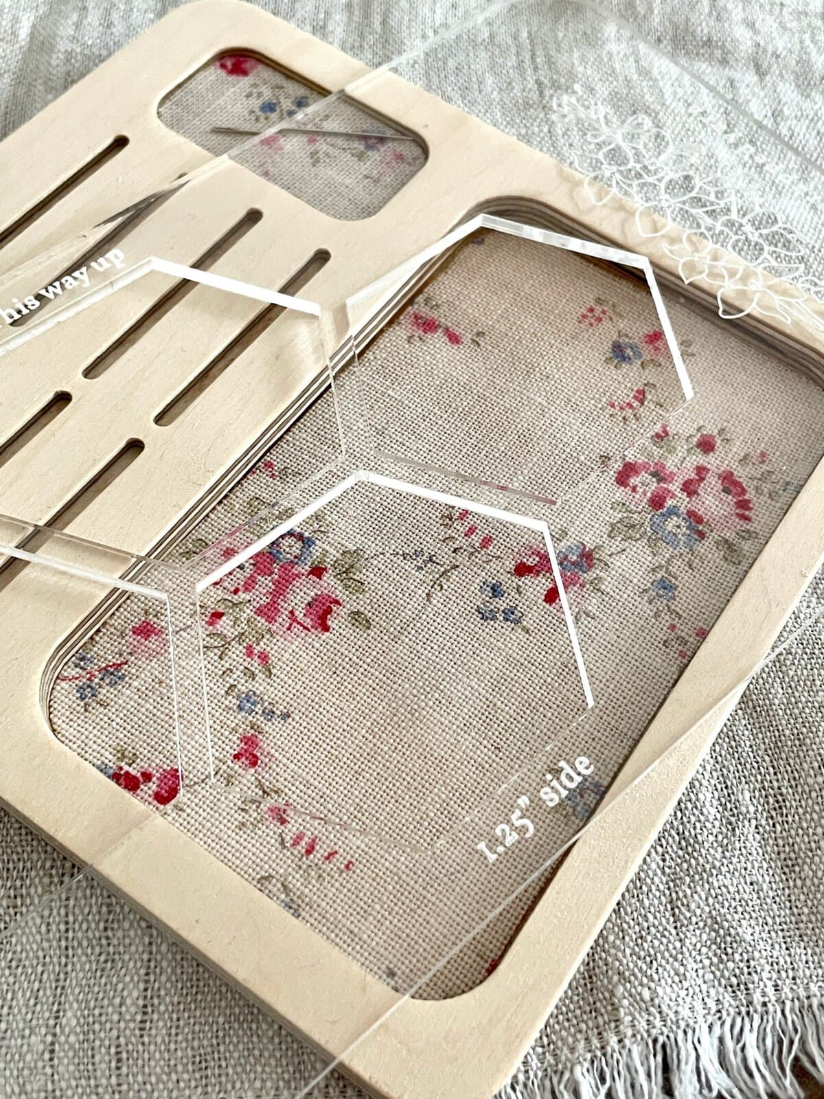 English Paper Piecing Acrylic Hexagon Template with Multiple 1 1/4 Inch Sides - Image 2