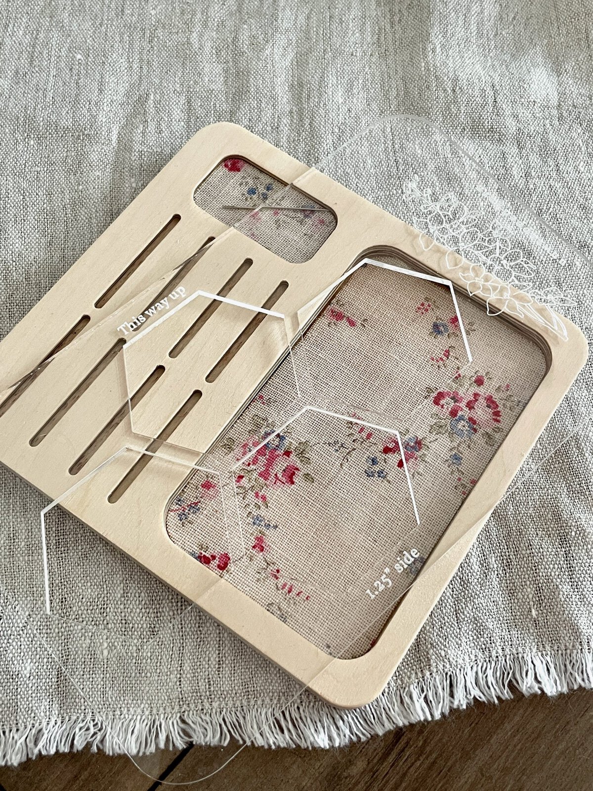 English Paper Piecing Acrylic Hexagon Template with Multiple 1 1/4 Inch Sides