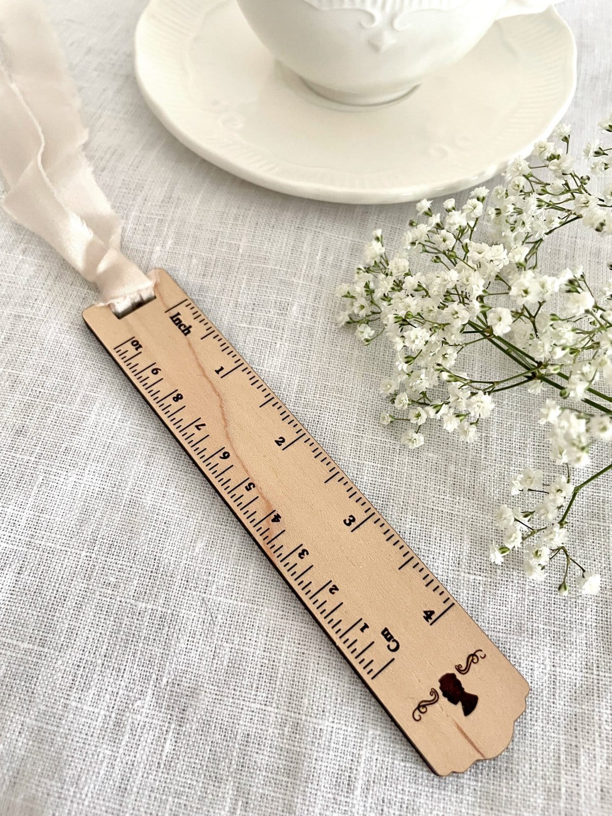Lady Whistledown 4-inch Ruler with an Ivory Silk Ribbon