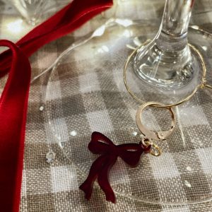 Wine Glass Bow Stitch Marker Charm