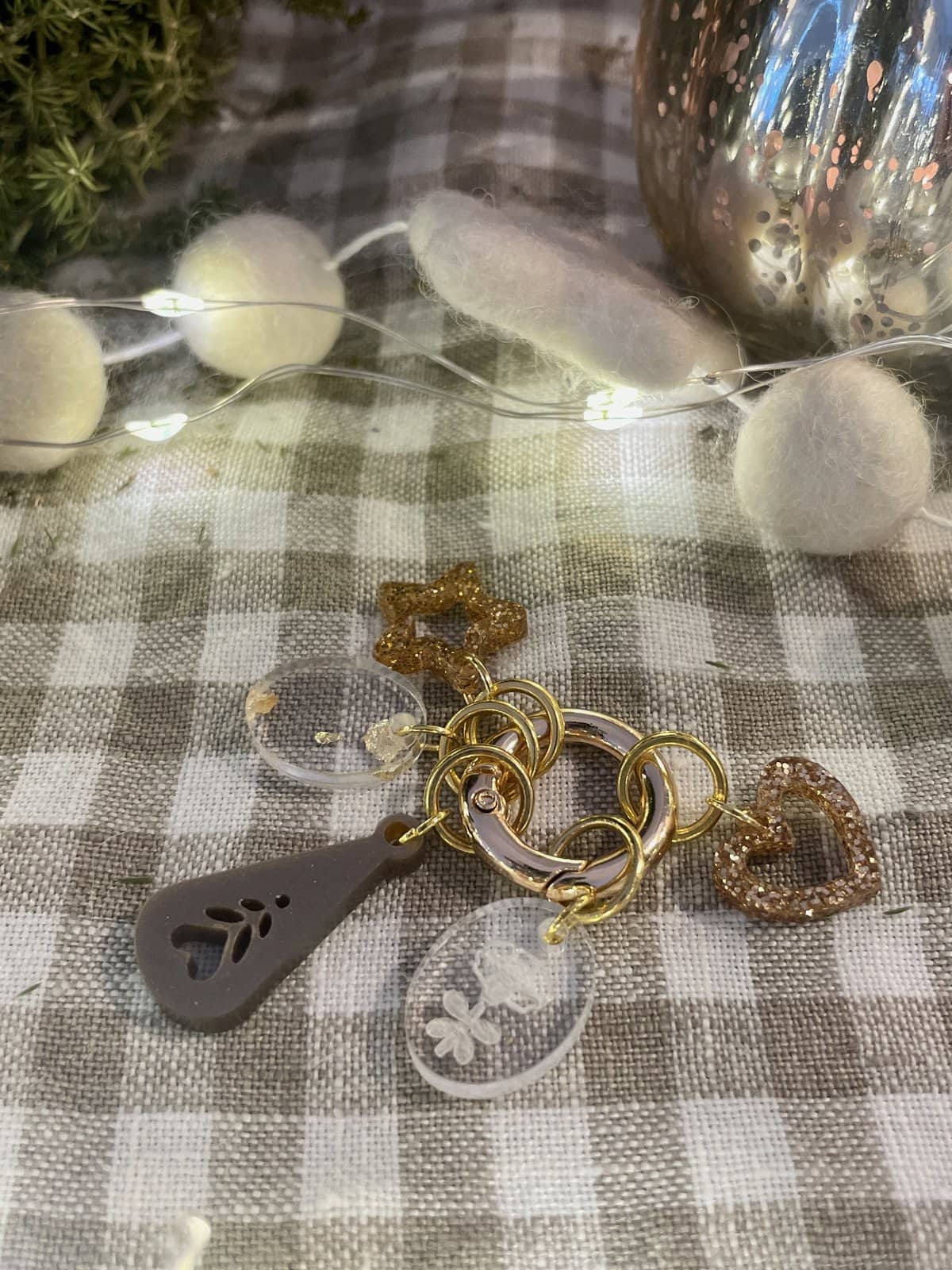 Gold Heart and Star Bag Charm - 5