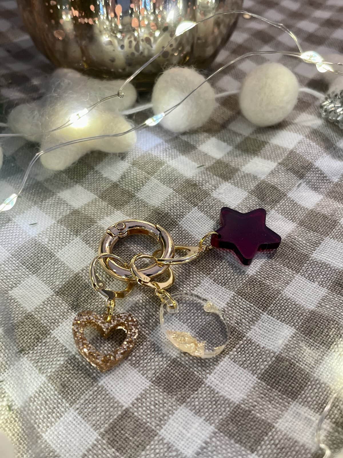 Red and Gold Star Bag Charm