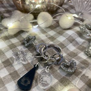 Smoked Grey and Silver Bag Charm - 5