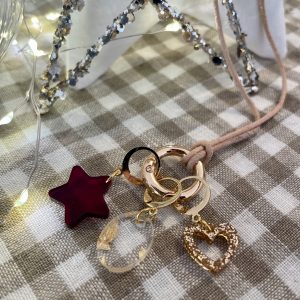 Red Star and Gold Heart Stitch Marker Necklace