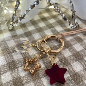 Red and Gold Star Stitch Marker Necklace