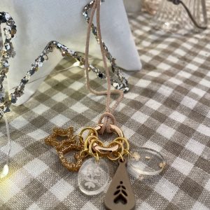 Gold Heart and Star Stitch Marker Necklace