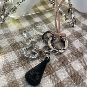 Smoked Grey and Silver Stitch Marker Necklace