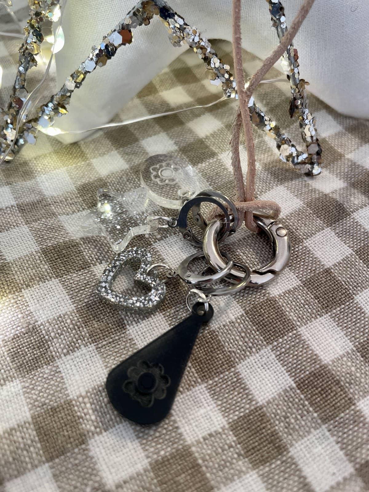 Smoked Grey and Silver Stitch Marker Necklace