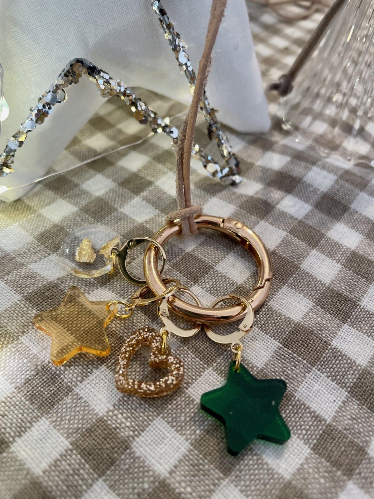 Gold and Green Stitch Marker Necklace