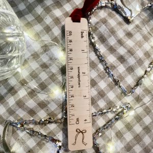 Ribbon Bow 4-inch Ruler with a Deep Red Velvet Ribbon