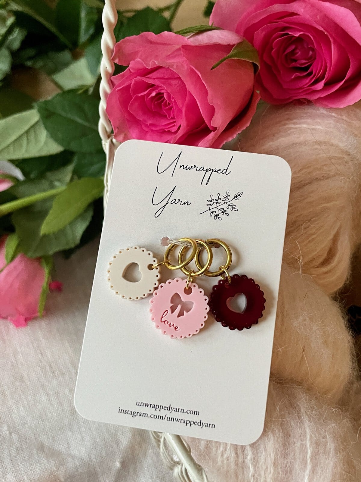 Scalloped Love and Bow Stitch Marker Set