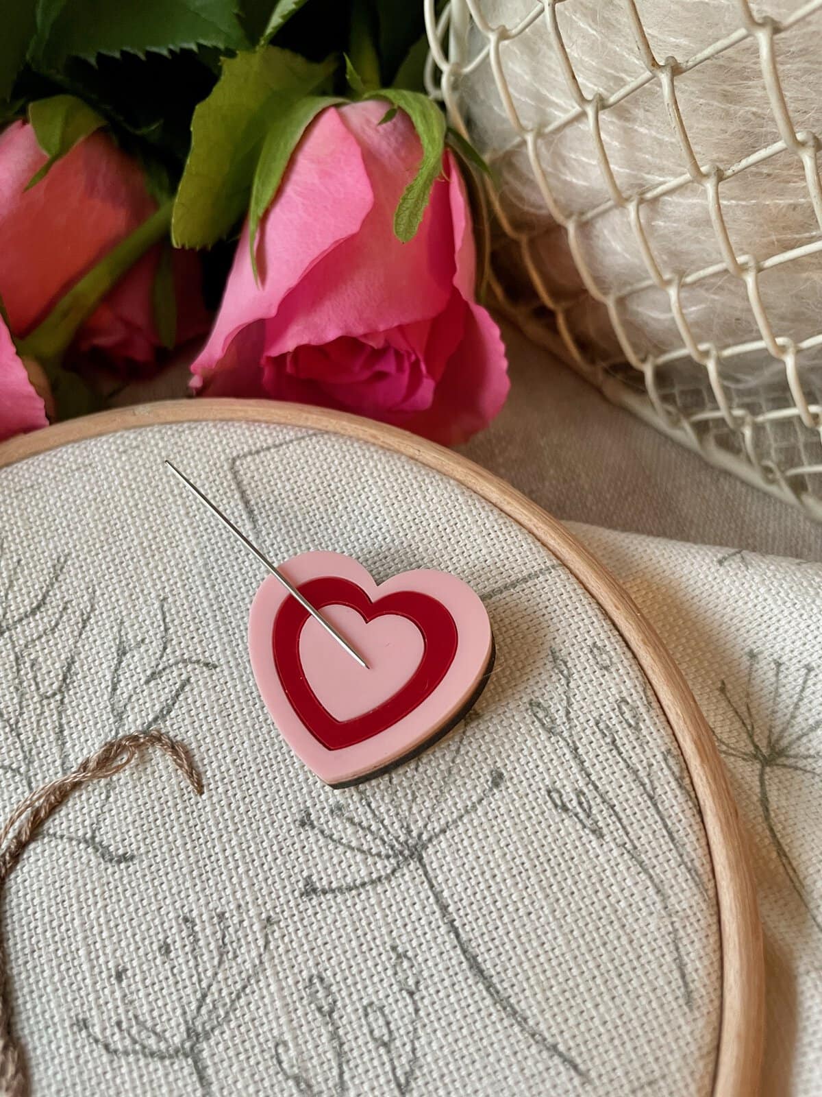 Pink Heart Needle Minder