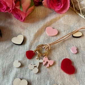 Heart Cherry Bow Stitch Marker Necklace