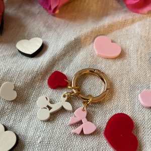Heart Cherry Bow Bag Charm