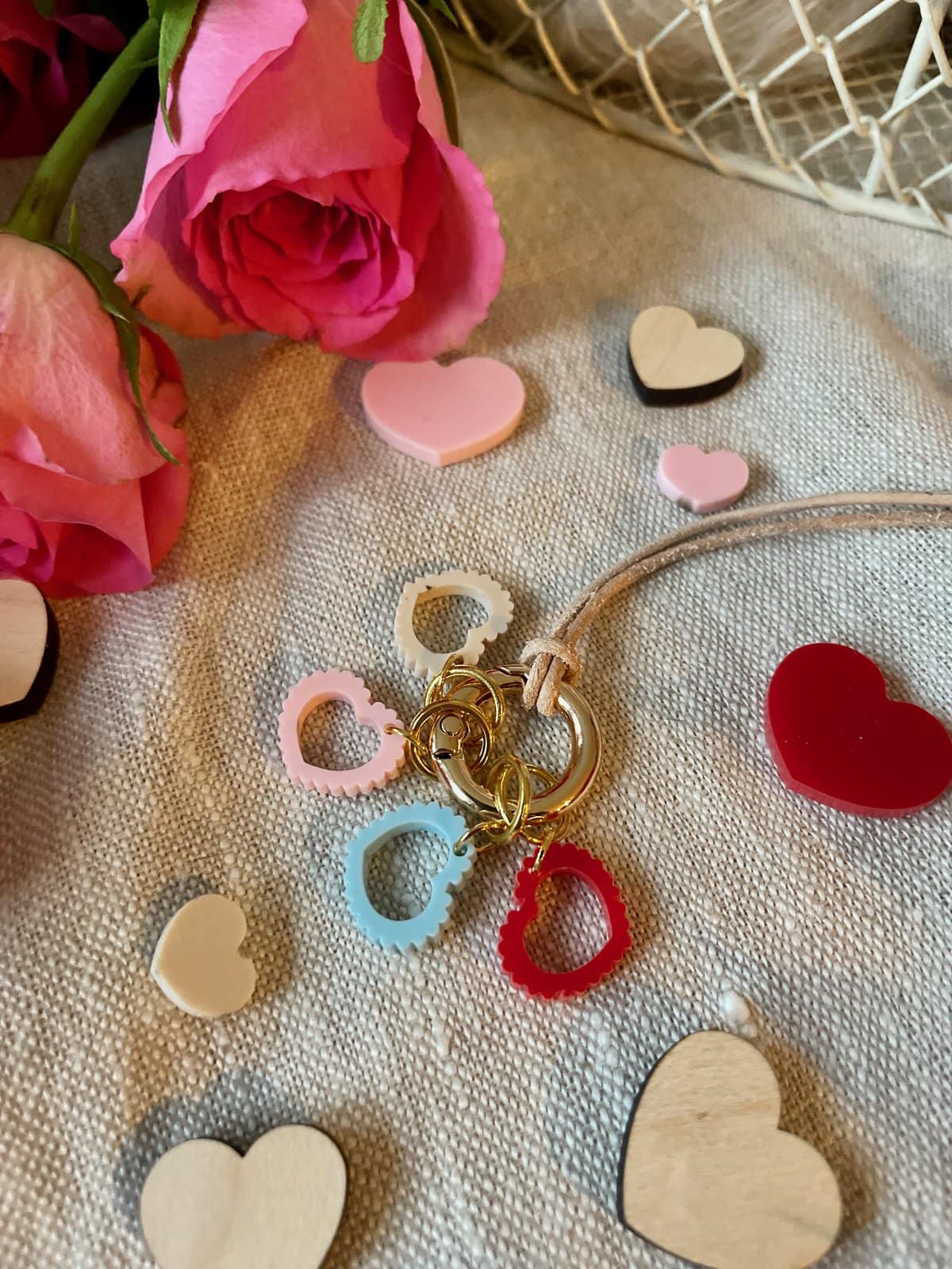 Scalloped Hearts Stitch Marker Necklace