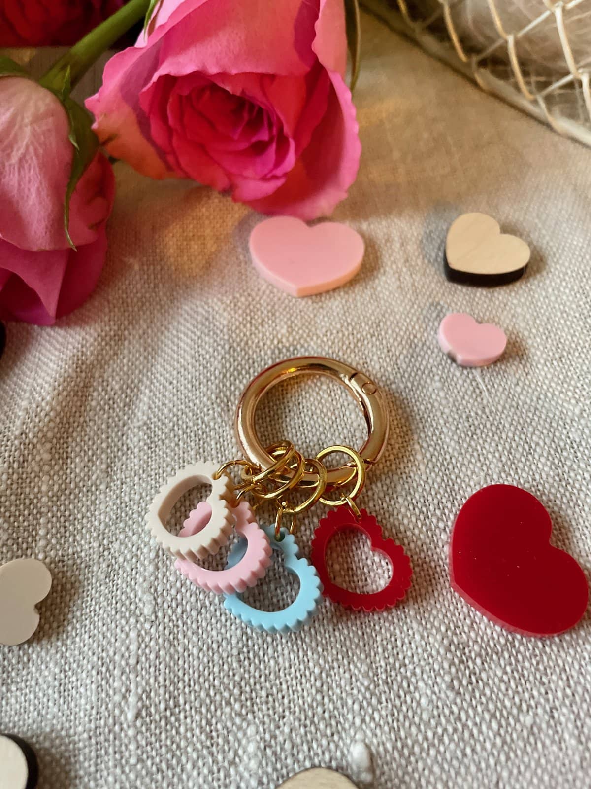 Scalloped Hearts Bag Charm