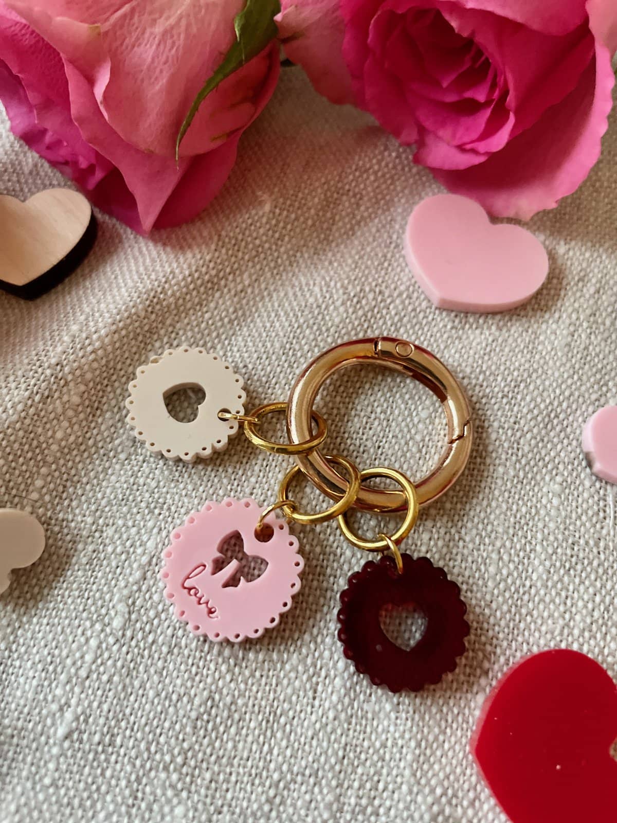 Scalloped Love and Bow Bag Charm