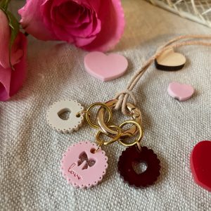 Scalloped Love and Bow Stitch Marker Necklace
